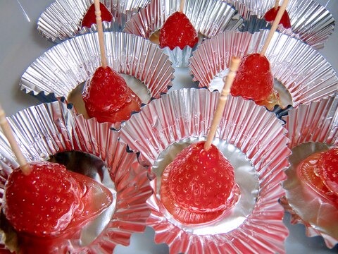 超簡単!お祭り屋台風、パリパリいちご飴